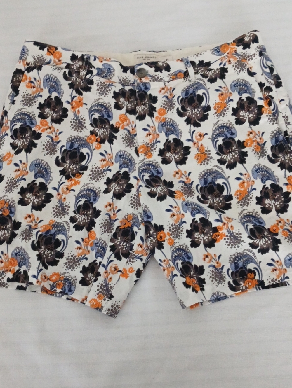 Club Monaco Women's High Waist Floral Shorts Linen Cotton Blend